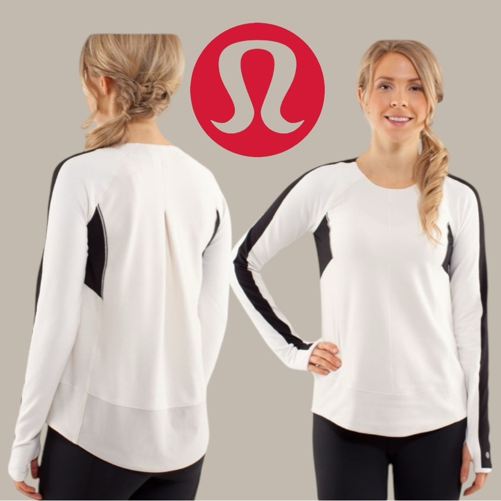Lululemon Run Bold in the Cold Long Sleeve Top White Black Size 6